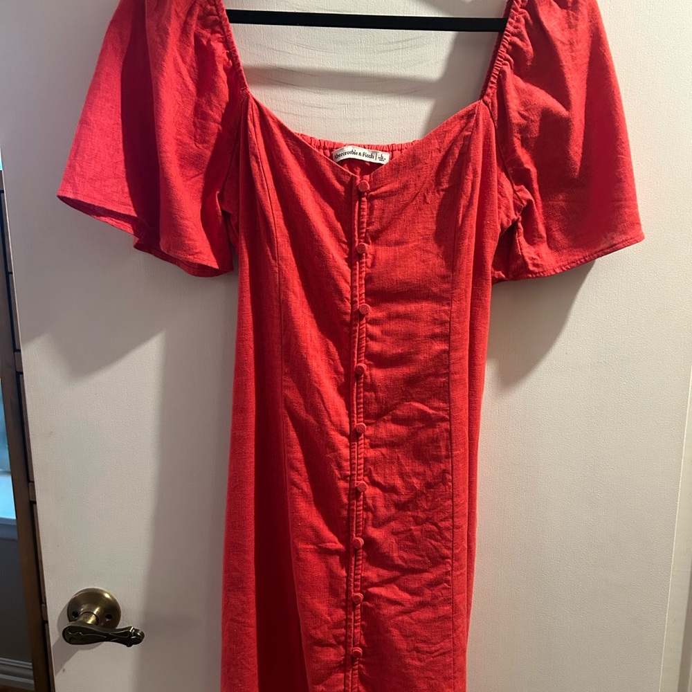 Abercrombie Red Flutter Sleeve Dress